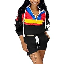 VOIKERDR Women 2 Piece Outfits Tracksuit Jumpsuits Lightweight Windbreaker Pullover Jacket Crop Top Pants Set
