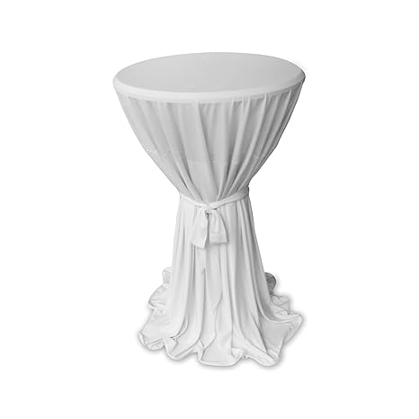 Casa Colori Elegante hochwertige Stehtischhusse Hussen Weiss mit Schleife Ø60 oder Ø80 cm Stehtischüberwurf Höhe 145cm, Farbe