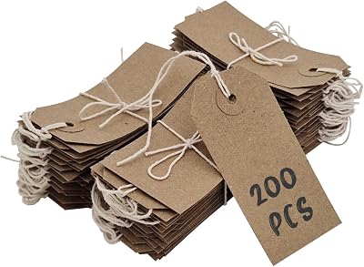 Swift Brown Reinforced Card Gift Tags 70x35mm Pack of 200 with String