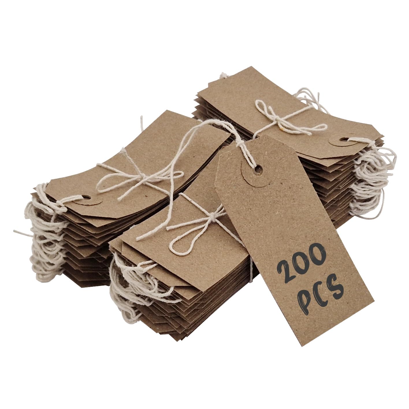 Swift Strung Tags Brown Reinforced Card Clothing Parcel Label String Hanging Gift Swing Tickets Kraft Hang Price Labelling 70mm x 35mm (Pack of 200)