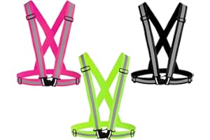 Awnuuw Reflective Vest Running Gear 3Pack, Adjustable Safety Vests High Visible Reflective Belt Straps