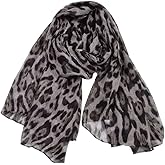 Secret for Longevity Extra Large Long Black Grey Slate Smokey Heather Gray Ocelot Leopard Cheetah Animal Print Scarf Wrap Shawl Pashmina Sarong 35" x 70" inches