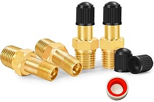 GODESON 1/8"NPT Tank Valve, Anti-Corrosion Brass Schrader Valve with 1/8"Male NPT,Using with Air Compressor Tanks(Pack of 4)