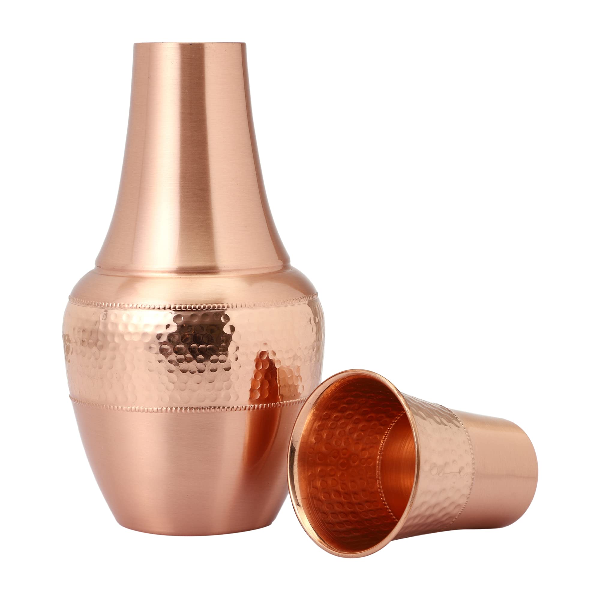 Pure Copper Bed Side Carafe for Ayurveda Health Benefits - 1.4 Lt Capacity