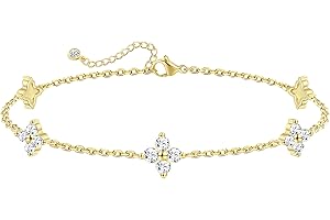 FUNEIA Dainty Silver Gold Bracelets for Women Trendy Non Tarnish 14K Gold Plated Waterproof Diamond Bracelets Cute Stackable Heart Butterfly Clover Cross Evil Eye Charm Bracelet Stack Jewelry Gifts