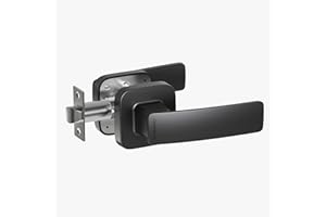 ULTRALOQ Handle Push Pull, Black Front Door Handle Set in Matte Black, Adjustable Latch Backset, Push-Pull Door Opening, IP65 Waterproof