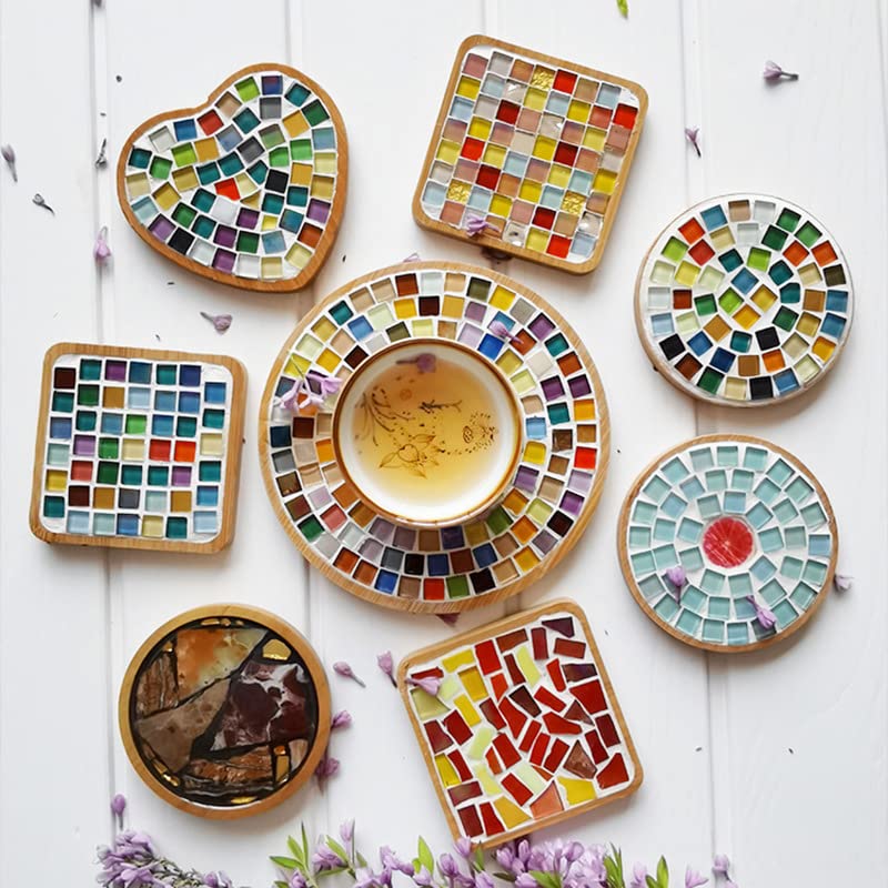 1.5lb Mosaic Tiles Assorted Iridescent Crystal Mosaic Tiles for Crafts, Glass Mosaic Pieces Set with Box 680g DIY Picture Frames Handmade Jewelry Art Decoration Gifts (Multi Colors Set)