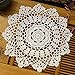 Gracebuy Pack of 4PCS White 7 Inch Round HANDMADE Crochet Lace Placemats Coasters