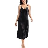 Silk Nightgown for Women Long Satin Slip Dress Nightdress Spaghetti ...