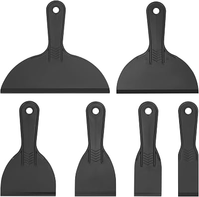 Tomoyuki 6 Pcs Plastic Putty Scrapers Set 1.5-8 Inch Spatulas Handy Tools