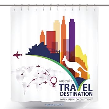 Amazon Com Vanfan Cool Shower Curtains Australia Vector Bath