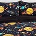 Veratex Rocket Star Bedding Collection Cotton 4-Piece Glow in the Dark Kids Comforter Set, Queen Size, Black
