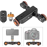 Neewer 3-Wheels Wirelesss Camera Video Auto Dolly，Motorized Electric Track Rail Slider Dolly Car with Remote Control，3 Speed Adjustable for DSLR Camera Camcorder Gopro iPhone and Samsung Phones