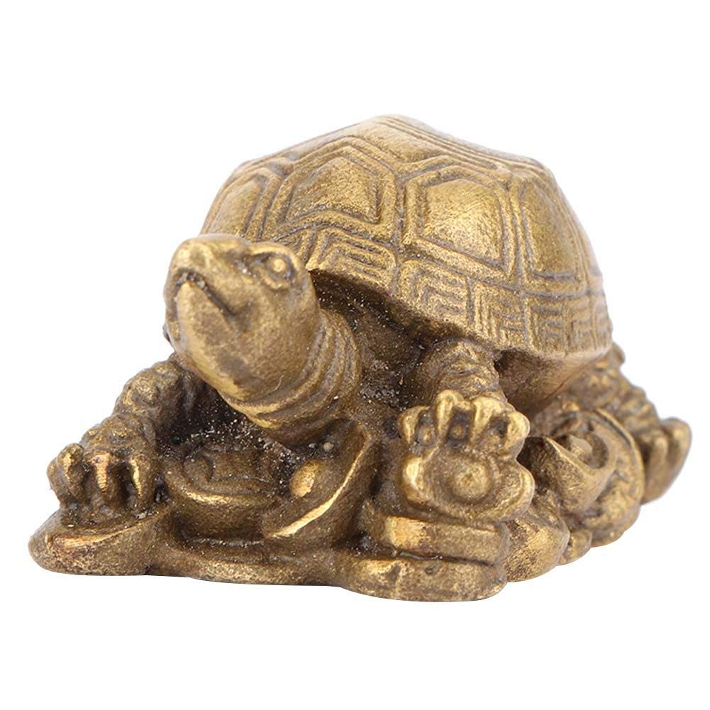 HERCHR Brass Turtle Statue Feng Shui Statue 5cm 2in Tortoise Figurine Wealth Good Luck Sculpture Brass Chinese Feng Shui God Turtle Statue for Home Decoration Ornament Collectible