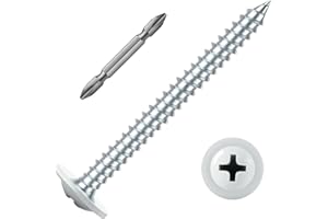 SG TZH #8 x 1-1/2" Wood Screw 128Pcs White Head Alloy Steel Standard Thread Phillips Truss Head Fast Self Tapping