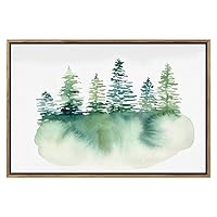 SIGNWIN Framed Canvas Print Wall Art Row of Green Forest Trees Geometric Line Illustrations Modern Art Mid-Century Modern Colorful Warm for Living Room, Bedroom, Office - 16