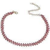 Pingyongchang Choker Rhinestone Necklace Diamond Row Necklaces Multi-Row Crystal Chokers Necklace Gold Silver Chain Minimalist Jewerly Sparkly Party Prom Accessories Neck Chain for Women and Girls