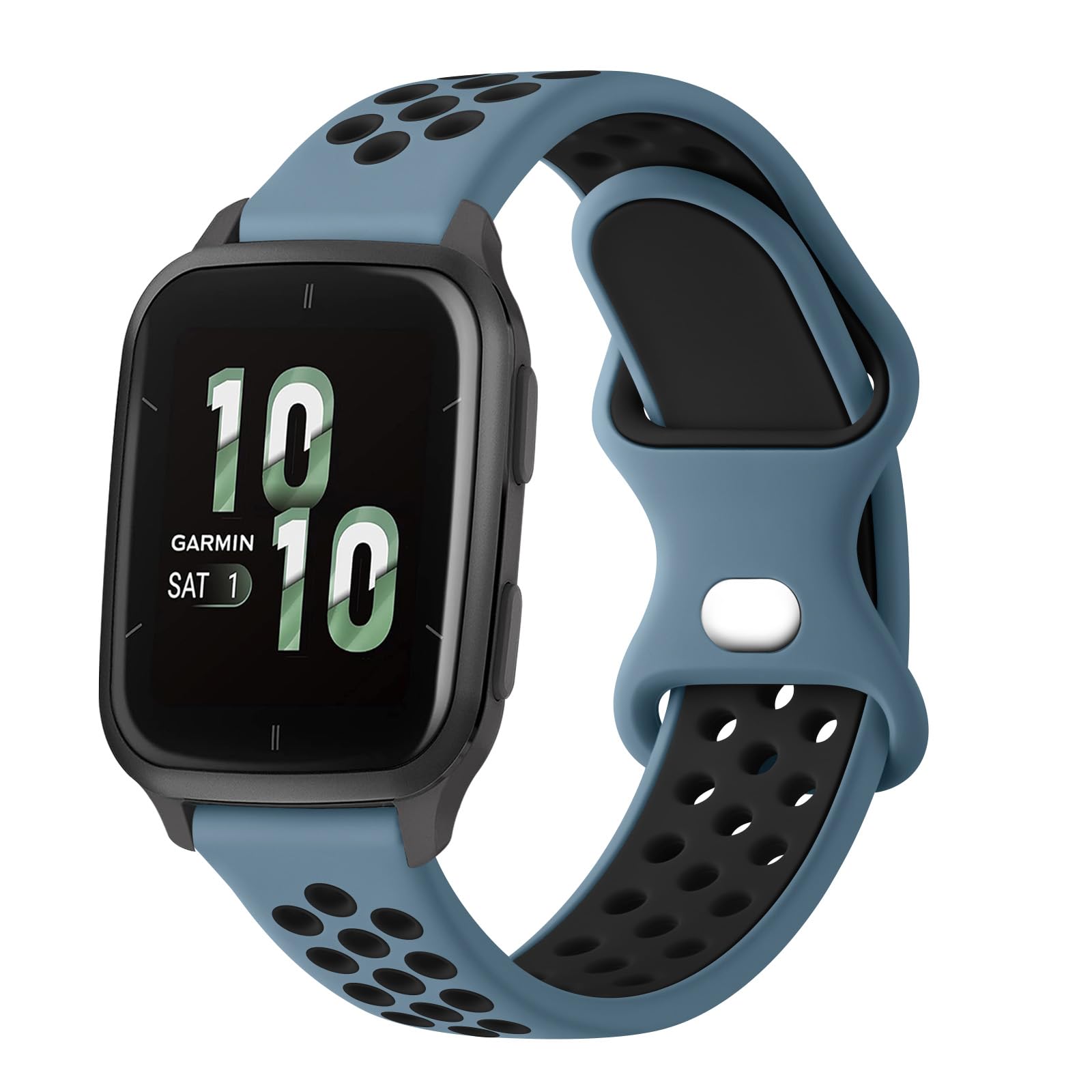 Strap compatible with Garmin Venu Sq 2/Venu 2 Plus/Vivoactive 3/3 Music Strap, 20mm Double Colour Breathable Adjustable Silicone Band for Forerunner 55/645/245 (Slate/Black)
