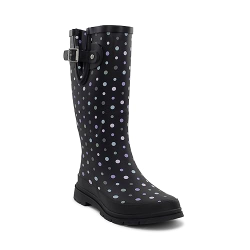 Western Chief Women's Ditsy Dot Tall Waterproof Rain Boot, 7
