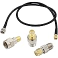 exgoofit SMA to F Adapter SMA Male to F Type Male 20 inch RG58 Coax Coaxial Extension Cable +3pcs F Type to SMA Male Female Connector for RF Application