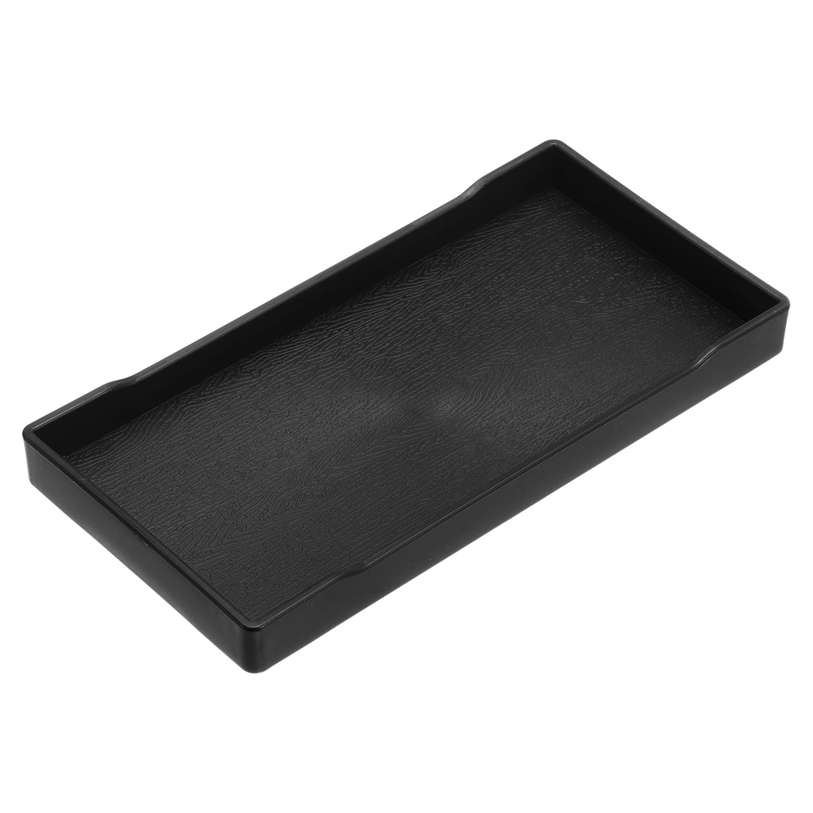 uxcell Serving Tray Small Black Mini Tray 4" x 8" Plastic Rectangular Wooden Serving Trays Decorative Ottoman Platter for Breakfast Kitchen Bathroom