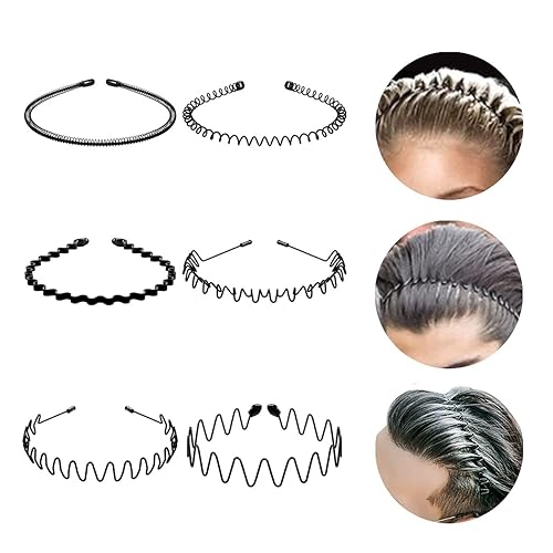 90s Japanese Wavy Hairbands, Unisex Elastic Non-Slip Metal Hair