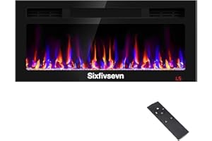 SIXFIVSEVN 36 Inch Electric Fireplace Recessed and Wall Mounted, Fireplace Heater and Linear Fireplace, Ultra-Thin Electric Fireplace, Low Noise, with Timer, Remote Control, Adjustable 12 Flame Color, 750/1500W
