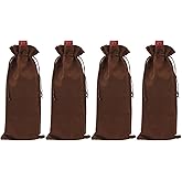 uxcell 4 Pcs Wine Bottle Gift Bags with Drawstrings, Velvet Wine Bags Reusable Liquor Bottle Covers for Wedding Birthday Party, Coffee