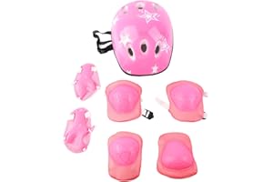 POENVFPO Children Roller Skating Gear, PC Skate Protective Helmet with Elbow Knee Wrist Pads for Kids Aged 4 to 12