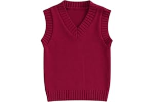 Nokpsedcb Baby Sweater Vest Toddler Boy Girl Sleeveless V-Neck Solid Knit Vest Fall Winter Clothes