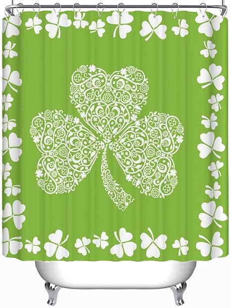 Amazon クローバー背景耐久性のあるシャワーカーテン 71 L X 71 W 180x180 Cm シャワーカーテン ホーム キッチン オンライン通販