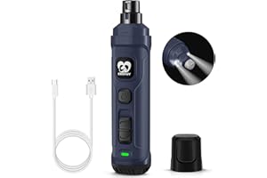 Casfuy Dog Nail Grinder with 2 LED Light - New Version 2-Speed Powerful Electric Pet Nail Trimmer Professional Quiet Painless Paws Grooming & Smoothing for Small Medium Large Dogs and Cats (Blue)