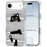 MOSNOVO for iPhone Air Case | Military Grade 6.6ft Drop Tested | Camera Control | Clear with Hidden Black Cat Design