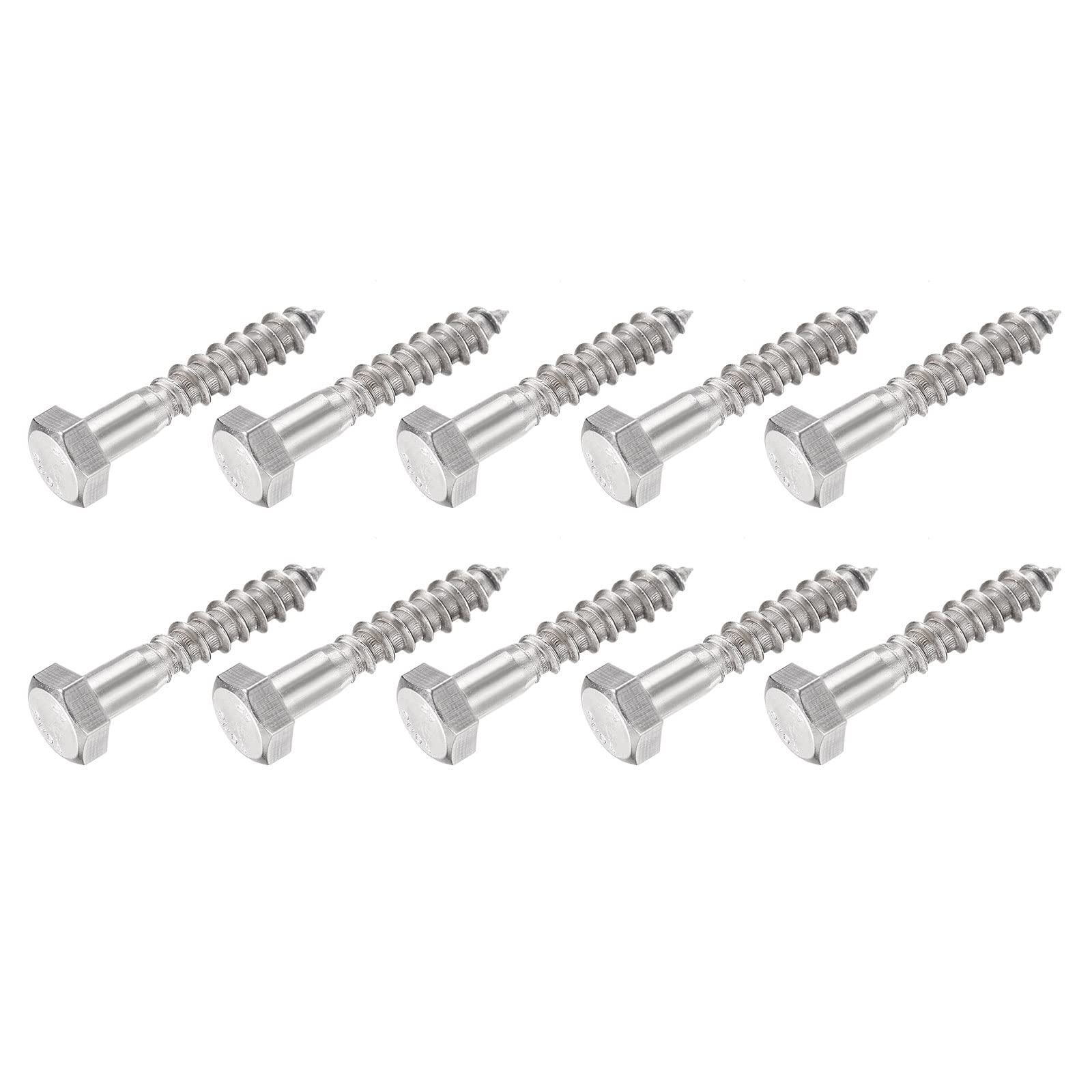 METALLIXITY Hex Lag Screws (M8x40mm)10Pcs, 304 Stainless Steel Self-Tapping Wood Bolts - for Household Applications