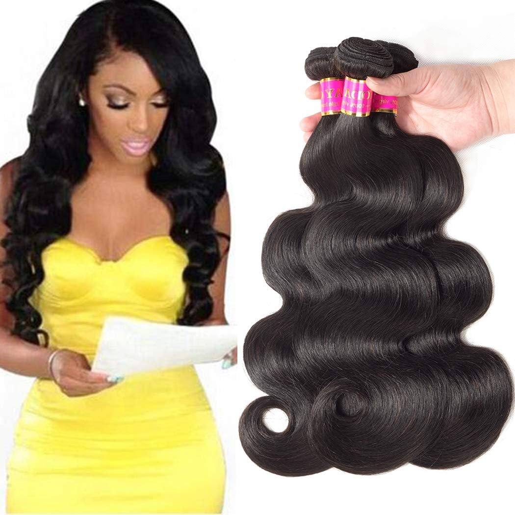 TodayOnly 10A Grade Brazilian Hair Body Wave 3 Bundles (16/18/20 inch) 100% Unprocessed Virgin Human Hair Peruvian Bundles Remy Weave Hair Bundles, Natural Black Color