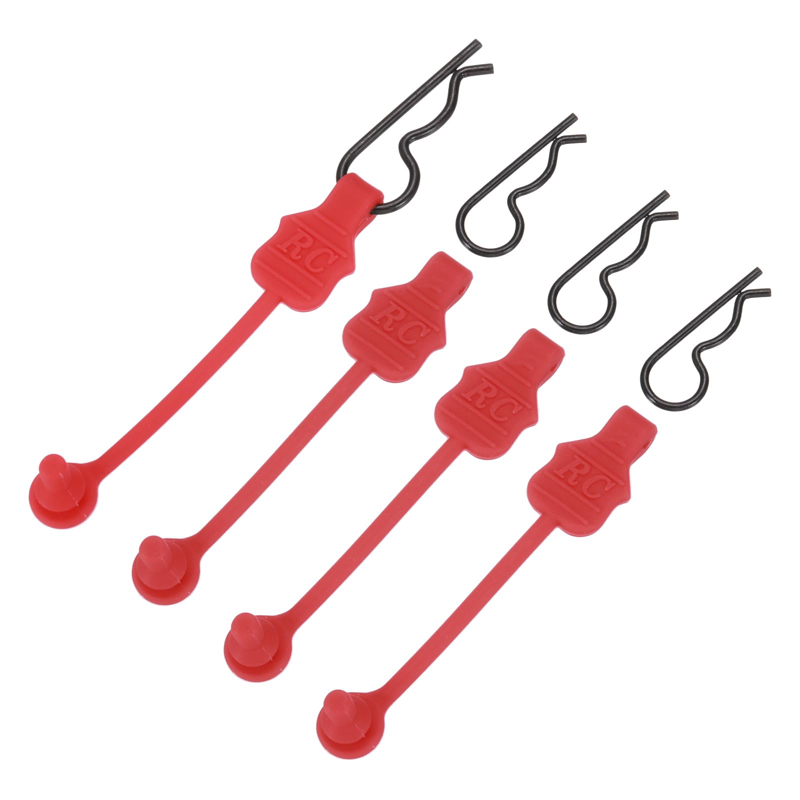 sourcing map 4 Pcs RC Body Clip Retainers, 1.2mm Rod RC Clips Shell Fixed Buckle Lock Springy R Pins Shell Replacement Parts for All 1/8 1/10 Scale Model Car Crawler Truck(Red/Black)
