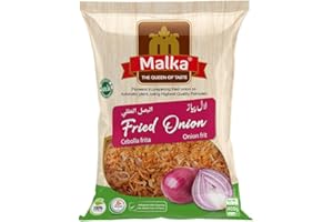 Malka Crispy Fried Onion 400g (14.10 oz) (Pack of 1) - Made With Real Onions, 100% Natural, Halal, Non-GMO & Vegan - No Added Color & Flavor - Sealed in Air Tight Bag