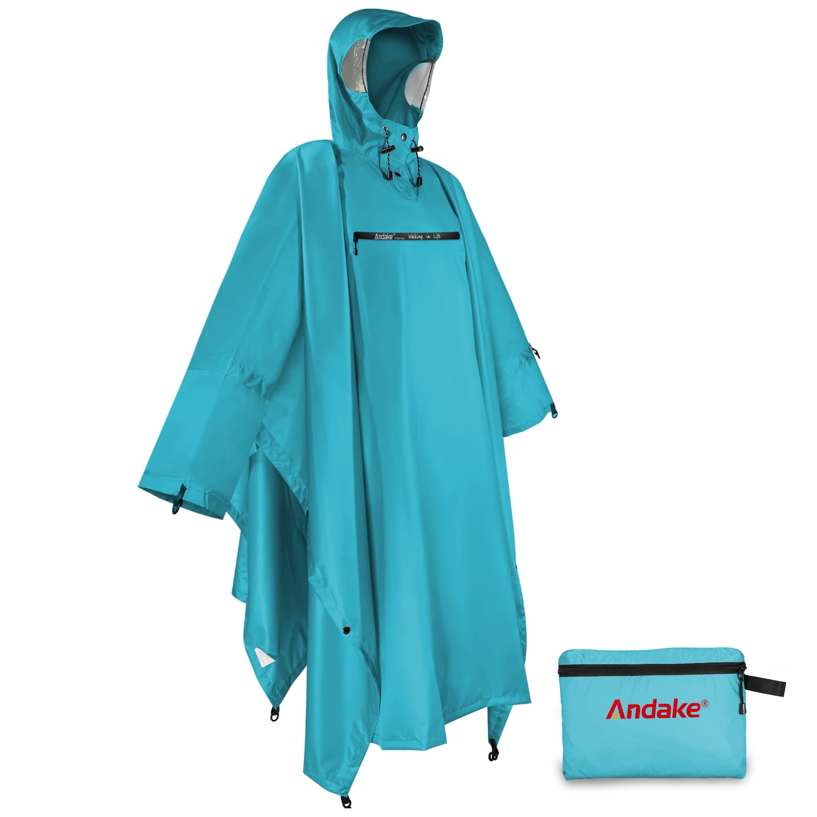 Photo 1 of Andake Waterproof Durable Rain Poncho,Reusable Rain Jacket for Outdoor Activities and Emergencies,Lightweight, Wrinkle-Resistant Rain Gear with Transparent Viewing Window, for Men and Women