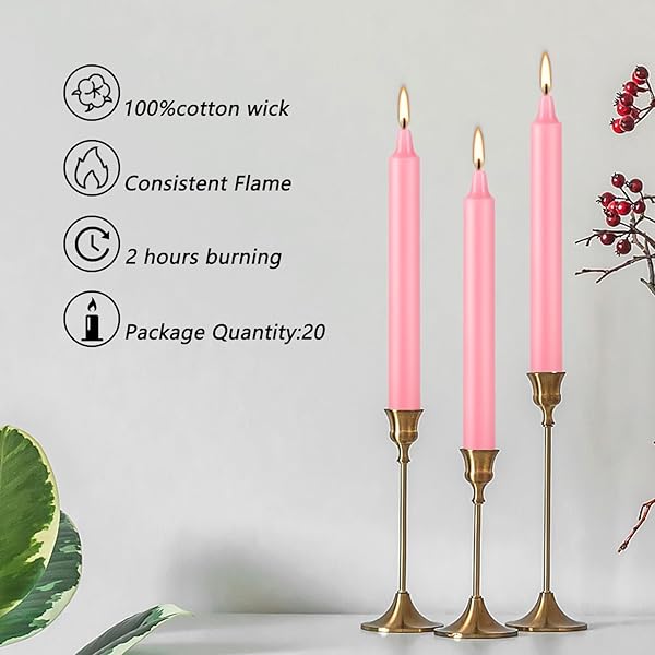 20 PCS PINK TAPER SPELL/CHIME TAPER CANDLE,4 INCH DINNER CANDLE STICKS FOR BIRTHDAYS, PARTIES, WICCA WICCAN SUPPLIES AND CHRISTMAS
