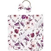 Baby Swaddle Blanket Newborn Girl Swaddle and Headband Set Purple Flowers Floral Print Wrap Shower Gift