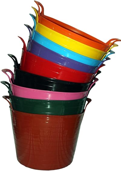 Srendi 5 x 42 Litre Flexi Tub Storage Container Bucket Garden Laundry Durable