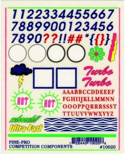 Pine Car Derby Numbers and Letters Decal, 5 by 4-Inch