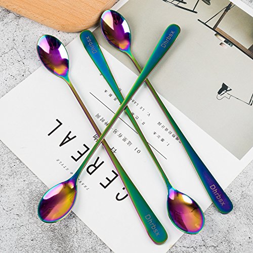 image for Dhrbsx Long-handled ice tea spoon, cocktail stir spoons, stainless ste