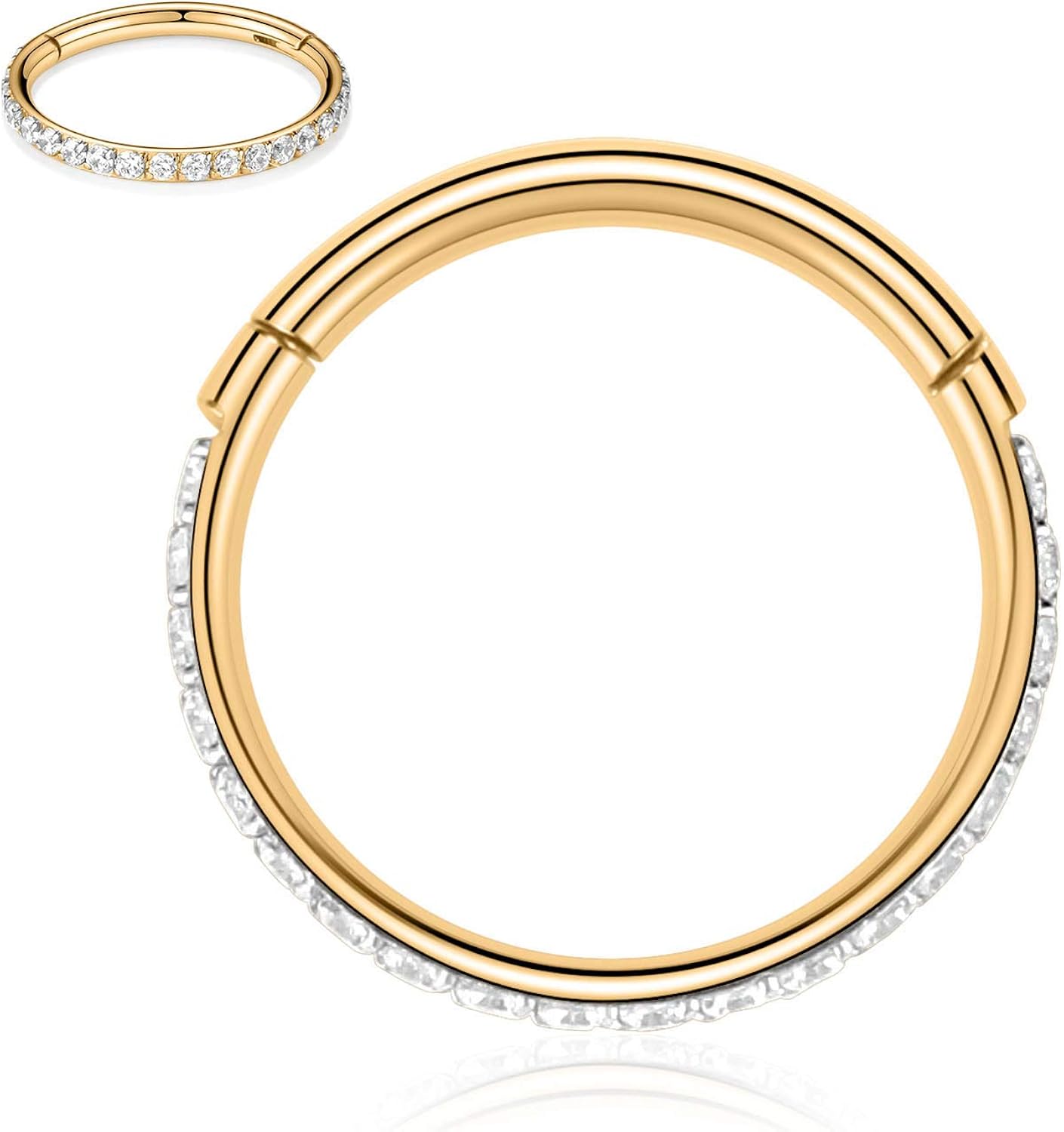 hengkaixuan 16G CZ Nose Rings Septum Clicker 316L Surgical Steel Segment Helix Cartilage Earrings Hoop Daith Piercing Jewellery (Silver
