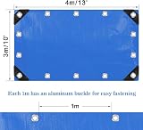 YIJUHOU Tarpaulin 3m x 4m Waterproof Heavy Duty 115 GSM Blue view 2
