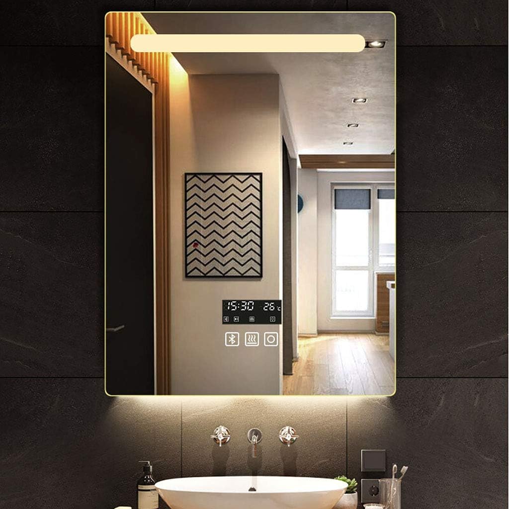 Illuminated LED Bathroom Mirror with White/Warm Light +Touch Switch