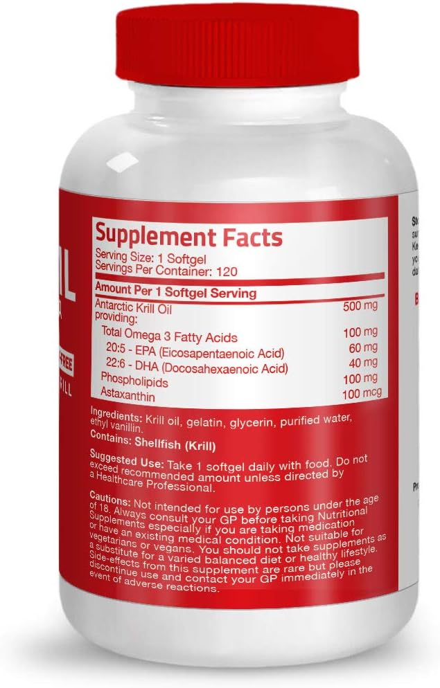 Antarctic Krill Oil with Omega3s EPA, DHA, Astaxanthin and
