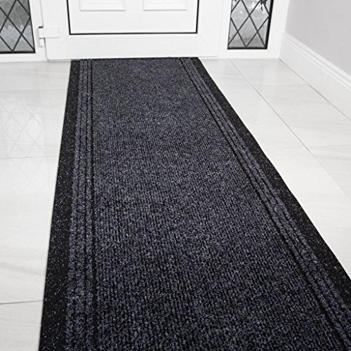 The Rug House Grey Black Rubber Backed Very Long Hallway Hall Runner