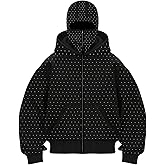 SOLY HUX Men's Rhinestone Zip Up Hoodie Long Sleeve Hooded Sweatshirt Jacket Streetwear with Pockets