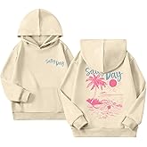 Wrenpies Hawaii Palm Beach Hoodie for Girls Cute Ocean Aesthetic Puff Sweatshirt for Kids Preppy Graphic Sunset Pocket Tops